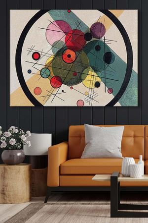Wassily Kandinsky - Kreise "Im" Kreis 1923  - 106138 -  Dekoratif Duvar Kanvas Tablo