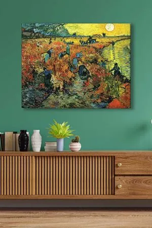 Vincent van Gogh - Red Vineyards  - 106014 -  Dekoratif Duvar Kanvas Tablo