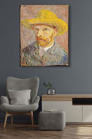 Vincent van Gogh - Self Portrait with Straw Hat 1887 Metropolitan  - 106040 -  Dekoratif Duvar Kanvas Tablo