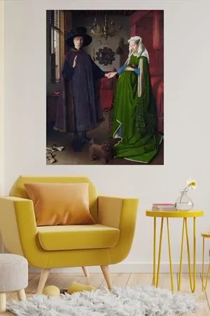 Jan van Eyck - Portrait of Giovanni Arnolfini and his Wife  - 107153 -  Dekoratif Duvar Kanvas Tablo