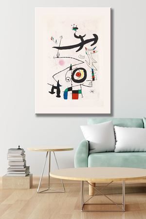 Joan Miro - Village D'Oiseaux  - 106249 -  Dekoratif Duvar Kanvas Tablo