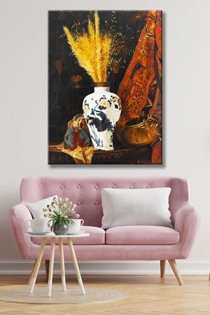 Osman Hamdi Bey - Beyaz Vazoda Çiçekler  - 106166 -  Dekoratif Duvar Kanvas Tablo