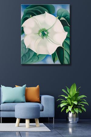 Georgia OKeeffe - White Trumpet Flower  - 106375 -  Dekoratif Duvar Kanvas Tablo