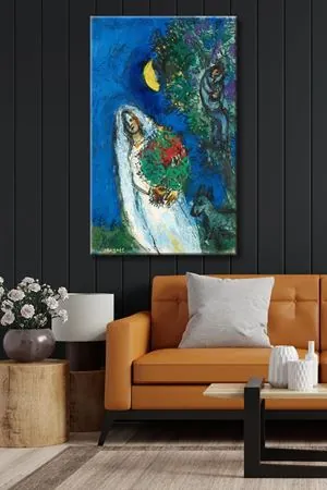 Marc Chagall - La Mariee a la Lune  - 106404 -  Dekoratif Duvar Kanvas Tablo