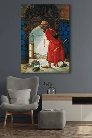 Osman Hamdi Bey Kaplumbağa Terbiyecisi  - 105924 -  Dekoratif Duvar Kanvas Tablo