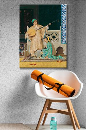 Osman Hamdi Bey - İki Müzisyen Kadın  - 106170 -  Dekoratif Duvar Kanvas Tablo