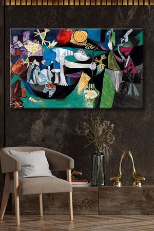 Pablo Picasso - Night Fishing at Antibes  - 106072 -  Dekoratif Duvar Kanvas Tablo