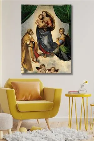 Raffaello Santi - The Sistine Madonna  - 106206 -  Dekoratif Duvar Kanvas Tablo
