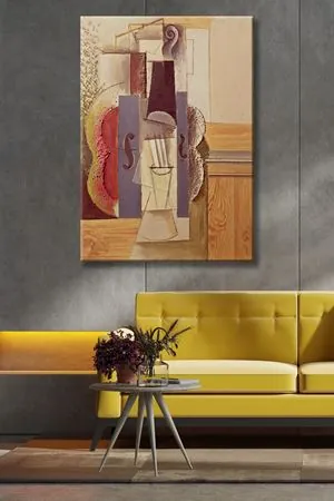 Pablo Picasso - Violin Hanging on the Wall  - 106079 -  Dekoratif Duvar Kanvas Tablo