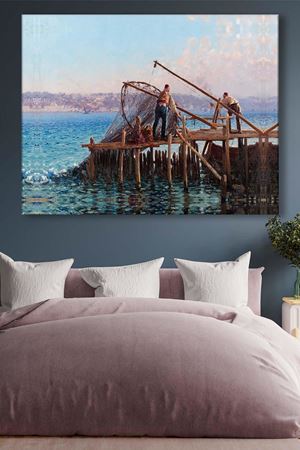 Zonaro Fausto - Fishermen Bringing in the Catch  - 106459 -  Dekoratif Duvar Kanvas Tablo