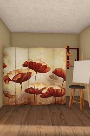 Doğal Ahşap Çiçek 5 Kanat Paravan Seperatör Oda Bölme