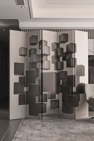 Doğal Ahşap 3 Boyutlu 5 Kanat Paravan Seperatör Oda Bölme