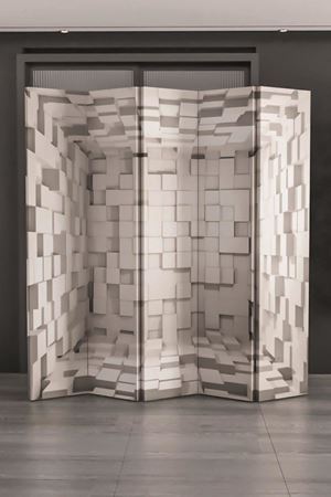 Doğal Ahşap 3 Boyutlu 5 Kanat Paravan Seperatör Oda Bölme