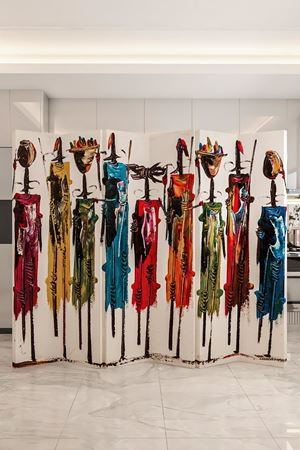 Doğal Ahşap Zenci Kadınlar 6 Kanat Paravan Seperatör Oda Bölme