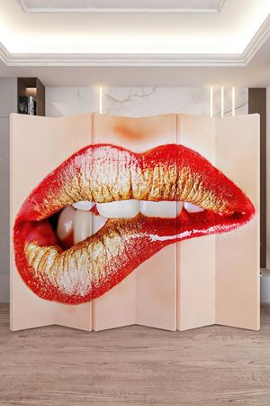 Doğal Ahşap Dudak Kadın 6 Kanat Paravan Seperatör Oda Bölme