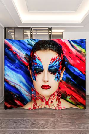 Doğal Ahşap Makyajlı Kadın Kadın 6 Kanat Paravan Seperatör Oda Bölme