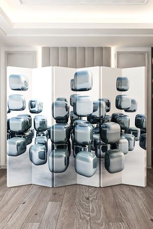 Doğal Ahşap 3 Boyutlu 6 Kanat Paravan Seperatör Oda Bölme