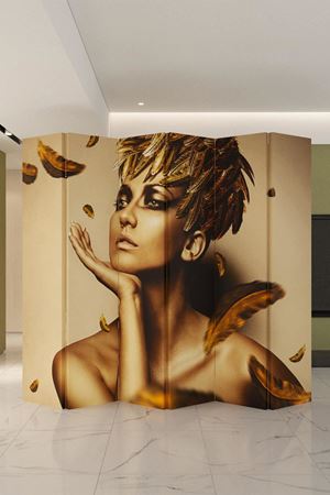 Doğal Ahşap Yaprak Kadın 6 Kanat Paravan Seperatör Oda Bölme