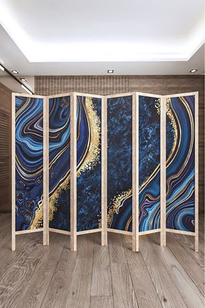 Doğal Ahşap Soyut 6 Kanat Paravan Seperatör Oda Bölme