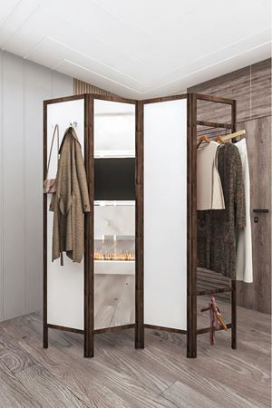 Doğal Ahşap Ceviz Ayna Askılık 4 Kanat Paravan 000021