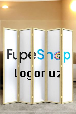 Kurumsal Logo Mdf Üstü Baskılı Doğal Ahşap Paravan Seperatör Oda Bölme
