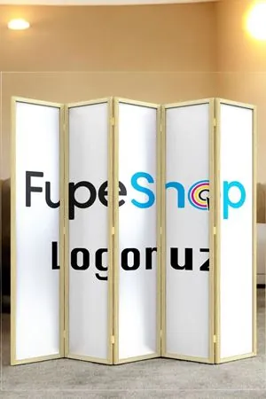 Kurumsal Logo Mdf Üstü Baskılı Doğal Ahşap Paravan Seperatör Oda Bölme