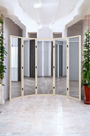 Doğal Ahşap Ayna Paravan Seperatör Oda Bölme FP-224138