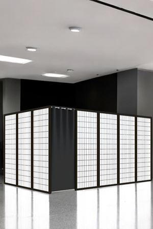 Doğal Ahşap Çizgisel Baskılı Oda Paravan Giyinme Kabini FP-224160