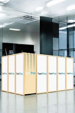 Doğal Ahşap Logo Baskılı Oda Paravan Giyinme Kabini FP-224158