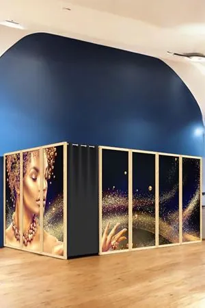Doğal Ahşap Gold Kadın Oda Paravan Giyinme Kabini FP-224161