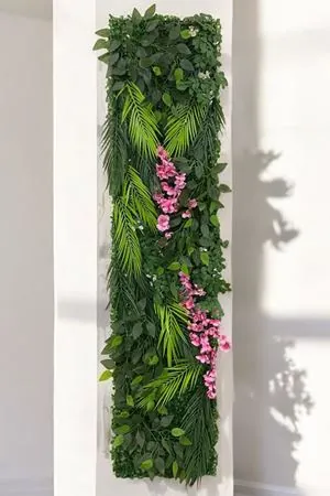 Pembe Çiçek Yapay Bitki Paneli | Çoklu Ölçülü Dikey Bahçe Duvar Dekoru
