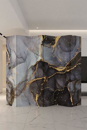 Doğal Ahşap Soyut Desen 6 Kanat Paravan Seperatör Oda Bölme