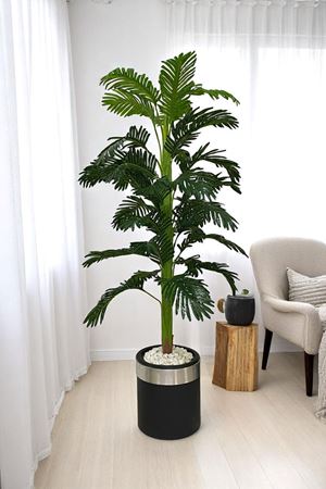 Yapay Areka Ağaç Gerçek Doku 180 Cm Metal Saksı Gri