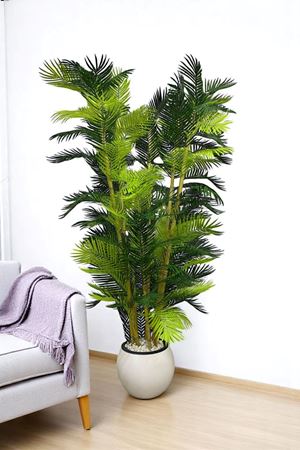 Yapay Çiçek Beyaz Saksı Kalın Bambu Palmiye Ağaç 180 Cm Yükseklik