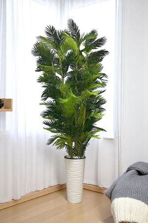 Yapay Ağaç Palmiye Kalın Bambu 220 Cm Yükseklik Beyaz Saksı