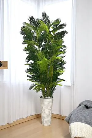Yapay Ağaç Palmiye Kalın Bambu 220 Cm Yükseklik Beyaz Saksı
