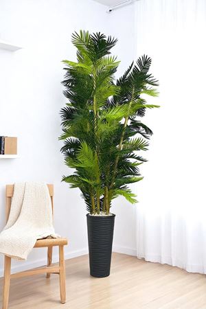 Yapay Ağaç Palmiye Kalın Bambu 220 Cm Yükseklik Gri Saksı