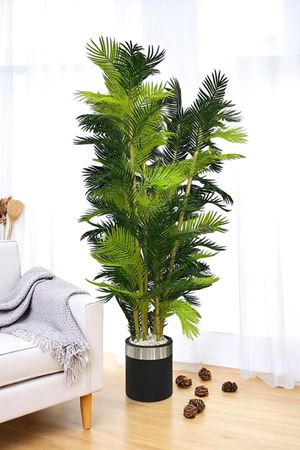 Yapay Ağaç Palmiye Kalın Bambu 200 Cm Yükseklik Gri Saksı