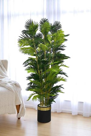 Yapay Ağaç Palmiye Kalın Bambu 200 Cm Yükseklik Gold Saksı