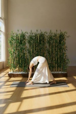 Yapay Çiçek 100 Cm Doğal Ahşap Saksı Kalın Bambu 180 Cm Yükseklik Seperatör Paravan Oda Bölme