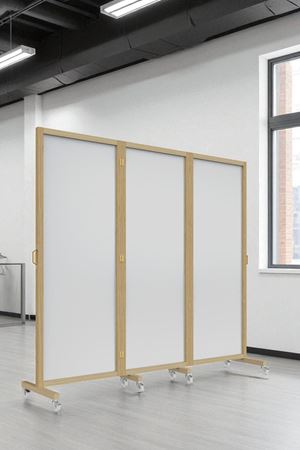 Beyaz Tekerlekli Ahşap Paravan Seperatör Oda Bölme