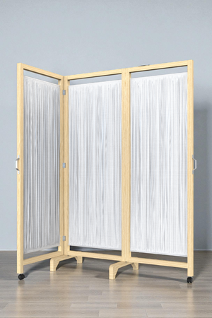 Ahşap Çam Ağacı Koton Perdeli Doktor Muayane Paravan