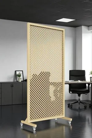 Kiralık Delikli Ahşap Paravan | Ahşap Çerçeveli, Ayaklı ve Tekerlekli Tek Panel Bölme