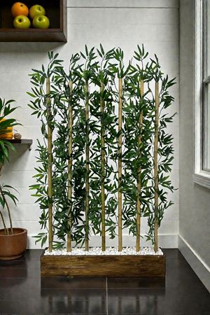 Yapay Çiçek Kalın Bambu Çubuk Ahşap Saksı Ceviz Seperatör Paravan