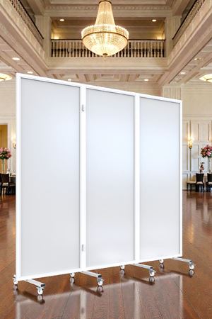 Beyaz Demir Çerçeveli Tekerlekli Paravan | MDF Yüzeyli, 3 Kanat Bölme