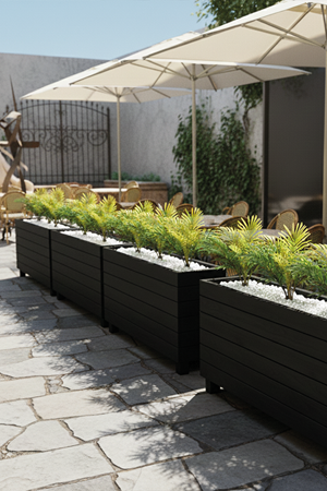 Ahşap Saksılı Dış Mekân Palmiye Seperatör Siyah | Dekoratif Alan Ayırıcı