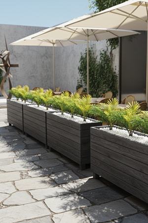 Ahşap Saksılı Dış Mekân Palmiye Seperatör Antrasit Gri | Dekoratif Alan Ayırıcı