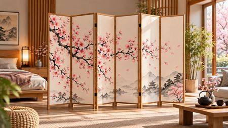 Sakura Japon Stil Paravan | Ölçü, Baskı ve Kullanım Rehberi