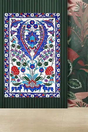 Çini Çiçekler Dini Art Kanvas Tablo 2221643