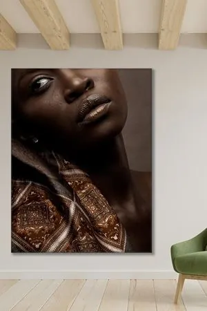 Pırlanta Küpeli Bandanalı Afrikalı Kadın Art Kanvas Tablo 2221580